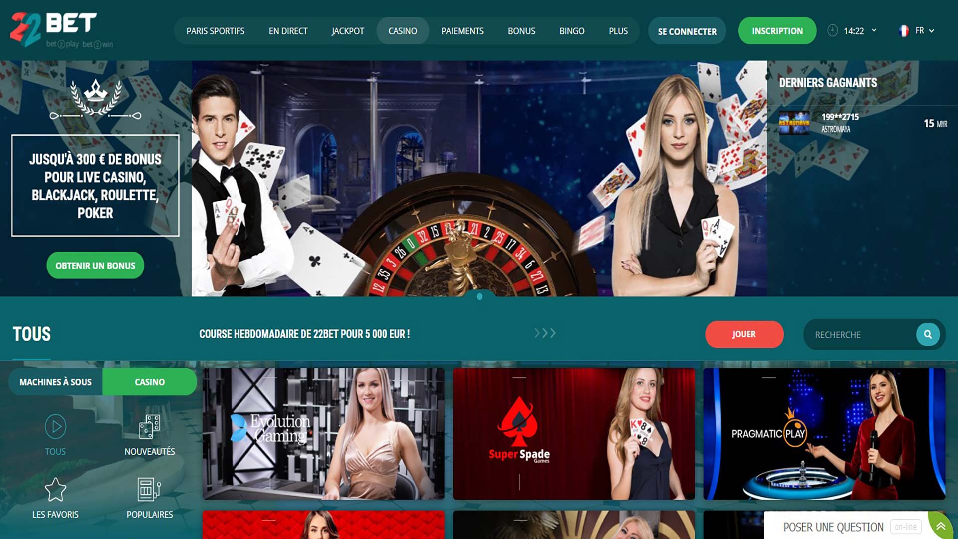 22bet casino app